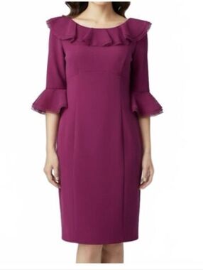 Nwt 322$ Nue By Shani Revolve Fuchsia Ruffle Sheath Dress Dopamine Shapewear Y2k